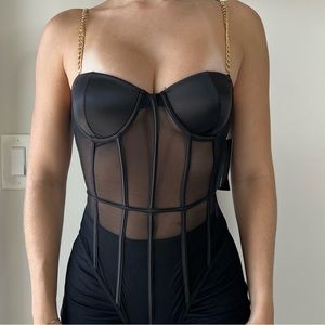 FASHION NOVA Chain Body suit - black